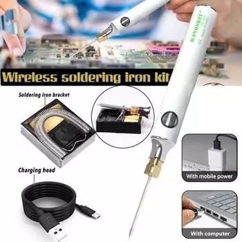 USB перезаряжаемый паяльник 5 В 8 Вт, электрический паяльник с регулируемой температурой, комплект с паяльной станцией, припой белый