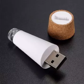 USB-подсветка для бутылок, мини-светильник в форме пробки, работающий от аккумулятора, пробковые светильники для бутылок вина, декор для вечеринок, рождественская и свадебная лампа WHITE белый