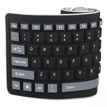 USB-проводная силиконовая клавиатура, портативная складная клавиатура для ноутбука, ноутбука, 103 клавиши, водонепроницаемая серый
