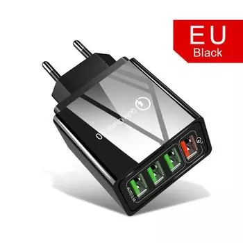 USB Quick Charge 3.0 QC 18W USB зарядное устройство для Xiaomi Redmi Note 9 8 7 pro QC3.0 быстрая зарядка USB зарядное устройство для телефона IPHONE 12 mini 4 USB black EU