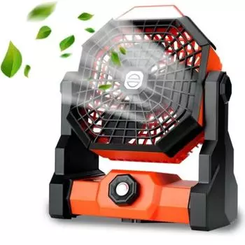 Usb Rechargeable Camping Fan With Light & Hook - Portable Outdoor Tent Fan, Personal Desk Fan For Travel, Home, Emergency Use