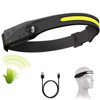 USB Rechargeable Headlamp Lightweight Super Bright LED Running Headlamp for Runner Rainstorm Waterproof LED Headlight Flashlight чёрный