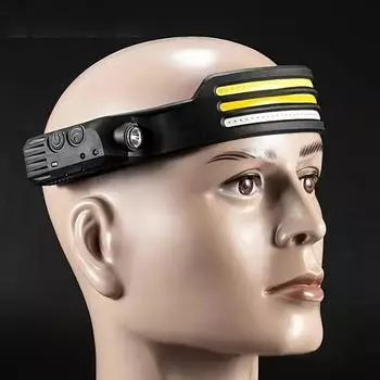 USB Rechargeable LED Headlamp Sensor Waterproof XPE+COB Built-in Battery 230° Wide Beam For Fishing Camping Lantern