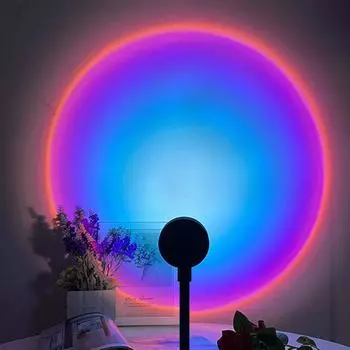 Usb Sunset Lamp USB Rainbow Projector Atmosphere Night Light Home Decoration Photography Lighting Coffee Shop Wall Decor Lights 18cm