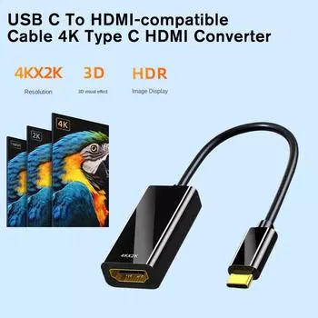 USB Type C к HDMI HDTV-кабель-адаптер 4K Смарт-совместимый преобразователь ТВ-адаптера для ноутбука P K9J3 black-one-size