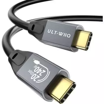 USB Type C - Type C Передача данных 20 Гбит/с Быстрая зарядка 240 Вт Кабель USB 3.2 Gen2x2 Видеовыход 4K@60 Гц Thunderbolt 3 Совместимость с устройствами USB-C