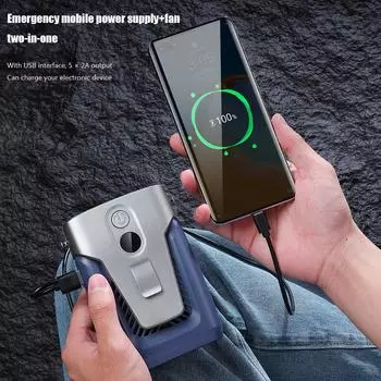USB-вентилятор охлаждения воздуха Clip-on 3.7V/1.2A Маленький кондиционер Bladeless 12000mAh Power Bank 3-скоростной Wind Mute для улицы серый