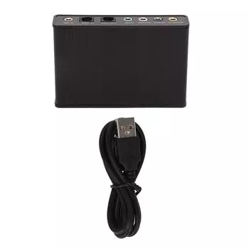 USB звуковая карта 6 каналов 48 кГц частота дискретизации аналоговое воспроизведение запись внешняя звуковая карта для ПК чёрный