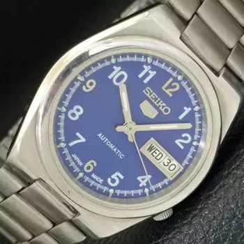 Б/У подлинные старинные автоматические мужские часы SEIKO 5 из Японии с синим циферблатом a433320-2 R115-a433320