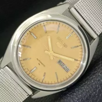 Б/У JAPAN SEIKO 5 AUTOMATIC 7009A МУЖСКИЕ ЧАСЫ С ОРИГИНАЛЬНЫМ ЦИФЕРБЛАТОМ ДНЯ/ДАТЫ a427872-2 R1054-a427872