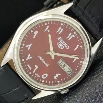USED MENS SEIKO 5 AUTOMATIC 7009A DAY/DATE JAPAN RED DIAL WATCH a427898-2 R1054-a427898