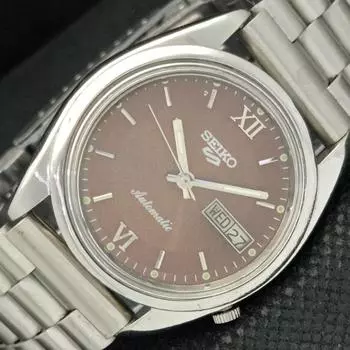 USED VINTAGE SEIKO 5 AUTO 7019A JAPAN MENS D/D BROWN WATCH 588a-a310166-9 SKU588a-a310166