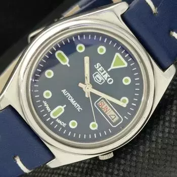 Б/У винтажные часы SEIKO 5 AUTOMATIC 7009A JAPAN MENS D/D BLUE WATCH 596-a312740-9 SKU596-a312740