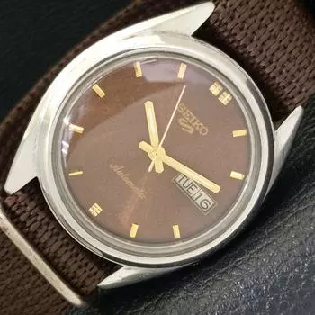 Б/У винтажные мужские часы SEIKO 5 AUTOMATIC 7009A из Японии с коричневым циферблатом a433247-2 R115-a433247