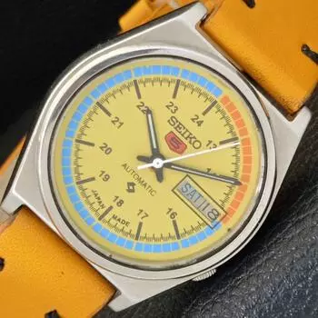 Б/У винтажные мужские часы SEIKO 5 AUTOMATIC 7019A из Японии с желтым циферблатом a433226-2 R115-a433226
