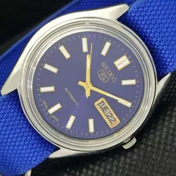 USED VINTAGE SEIKO 5 AUTOMATIC JAPAN MENS DAY/DATE BLUE WATCH 591-a311019-2 SKU591-a311019