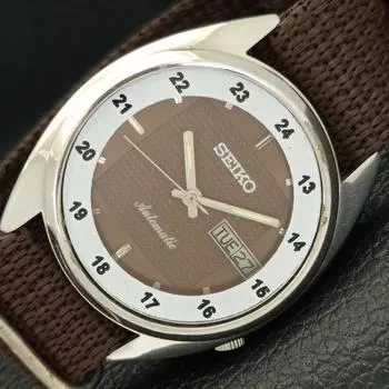 USED VINTAGE SEIKO AUTOMATIC 7009A JAPAN MENS BROWN COLOR DIAL WATCH a434216-2 R120-a434216