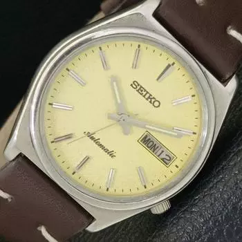 Б/У винтажные мужские часы SEIKO AUTOMATIC 7019A из Японии с бежевым циферблатом a433214-2 R115-a433214