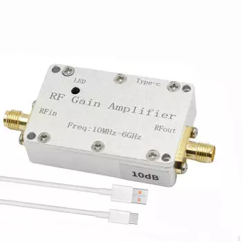 Усилитель ВЧ 10M-6GHz с индикатором Алюминиевый сплав Высокая Равномерность Коэффициент усиления 10dB