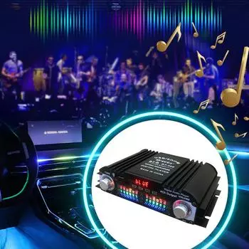 Усилитель звука HiFi мощностью 1600 Вт, FM-пульт дистанционного управления USB, совместимый с Bluetooth, караоке-плеер, 4-канальный стереоусилитель HiFi чёрный