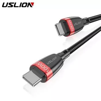 USLION Кабель USB C - USB Type C для Xiaomi Redmi Note 8 Pro Quick Charge 4.0 PD 100W Быстрая зарядка для MacBook Pro Зарядный кабель