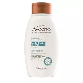 Успокаивающий шампунь для кожи головы Aveeno с розовой водой и ромашкой для чувствительной и мягкой кожи головы, без сульфатов, без красителей и парабенов, 345 мл (4067312)