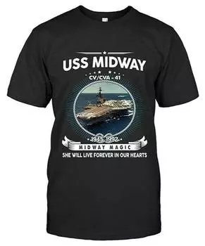 Uss Midway Cv 41 Стильная темно-синяя рубашка ветерана Футболка Uss Navy Ship Uss S