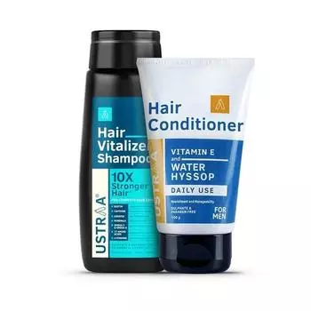 Ustraa Wash & Care Combo - Шампунь для восстановления волос - 250 мл - Сила 26 питательных веществ | Биотин | Без SLS и кондиционер для волос для ежедневного использования - 100 г