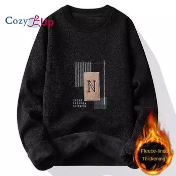 Утепленный мужской плюшевый свитер Cozy Up с принтом M чёрный