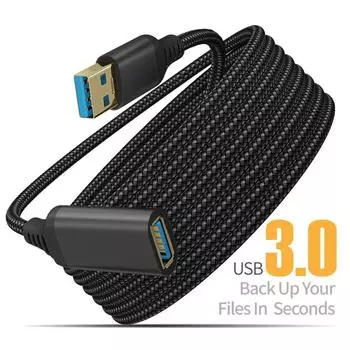 UTHAI Nylon Braided USB 3.0 Male-To-Female High-Speed Transmission Data Cable Computer Camera Printer Extension Cable 0.5m чёрный