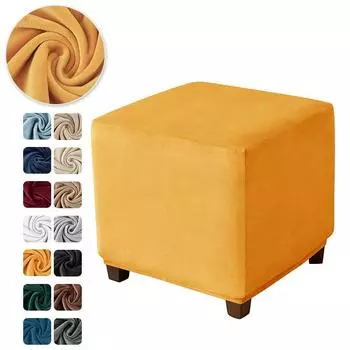 Утолщенный бархатный чехол Silver Fox Velvet Solid Color Square Foot Pedal Cover Home Hotel Sofa Toddler Cover Pulse Cover New Style 33*33*38CM темно-синий
