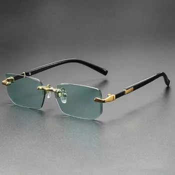 UV400 Protection Rimless Rectangle Sunglasses Y2K Eyewear Vintage Frameless Sun Glasses for Women Men чёрный