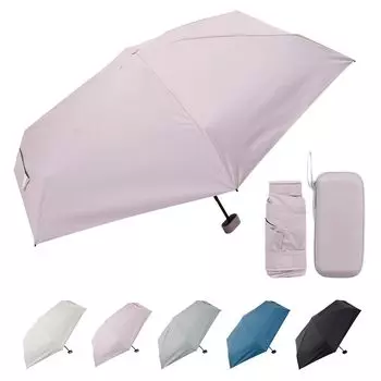 UV cut sun or rain folding umbrella pink compact with case easy to carry розовый