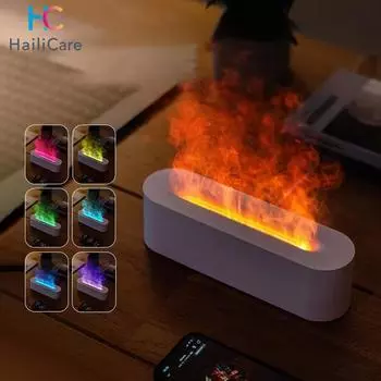 Увлажнитель воздуха Flame Aroma Diffuser, ультразвуковой генератор холодного тумана, светодиодный диффузор эфирных масел, 7-цветный увлажнитель воздуха Flame белый