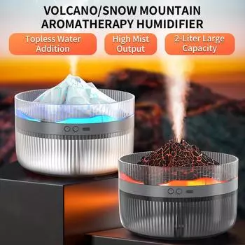 Увлажнитель воздуха Flame Volcano Aromatherapy Диффузор с цветной подсветкой Ультразвуковой диффузор эфирных масел чёрный