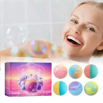 Увлажняющие кожу ароматные шарики для ванны, бомбочка для ванны, подарочный набор шариков для ванны, натуральная бомба для ванны ручной работы для женщин, плавающий пузырь с маслом для ухода за собой, 6 шт.