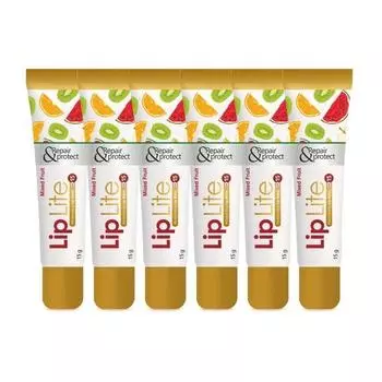 Увлажняющий бальзам для губ Leeford Lip Lite, упаковка из 6 шт. (15 г каждый) с SPF 15 | Вкус - Фруктовый микс