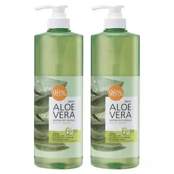 Увлажняющий успокаивающий гель Kwaulnara Aloe Vera Moisture Real 1000 мл 2 шт.
