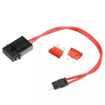 uxcell 32V Mini Fuse Adapter Tap Fuse Kit with Two 10A Style Fuses for Car Boat