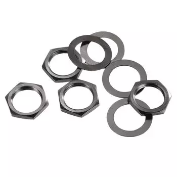 uxcell 4 Sets Guitar Nuts and Washers Guitar Jack Socket Nuts Black for Guitar Bass Gray 3/8 Input/Output