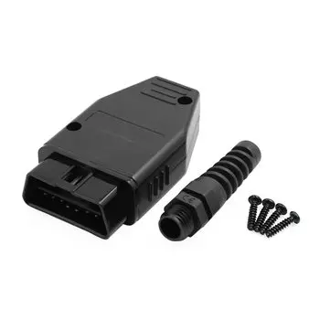 uxcell OBD2 Connector OBD2 16 Pin GPS Connector Male Adapter Shell Black