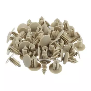 uxcell Trim Panel Retainer, Rivet, Bumper, Door Fastener, Push Clip, Automotive, Beige, 0.3 inch (8 mm) Hole Diameter, 50 Pieces