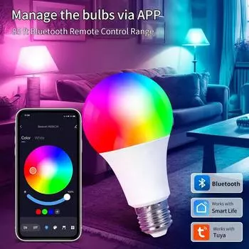 uya Bluetooth Smart LED Light Bulbs E27 220V 9W 15W 18W RGB Light Bulbs Управление через приложение Dimmable Timer Для Украшения Дома Спальни