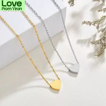 Uzone Custom Engraved Name Нержавеющая сталь ожерелья подвеска в виде персикового сердца ювелирные изделия цепочка ожерелье для женщин пара подарок на годовщину золотой