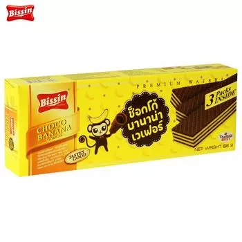 Вафли Bissin Choco с банановым кремом 68 г 1 шт /3 шт / 6 шт / 12 шт - Thai Snack 68 g