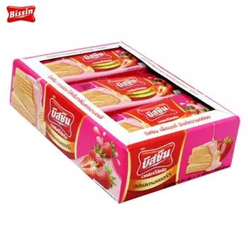 Вафли Bissin Strawberry 12 пакетиков 348 г x 1 шт / 3 шт - Thai Snack 348 g