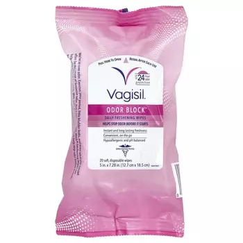 Vagisil, Odor Block® Daily Refresher Tissue, 20 мягких одноразовых салфеток