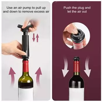 Вакуумный насос Wine Saver с 4 пробками, многоразовый укупорщик бутылок красного вина чёрный