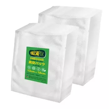 Вакуумный пакет FRESHPAK с тиснением 13x18 см 2x100 штук Нейлон с алмазной огранкой Длительная свежесть Хранение продуктов Размораживание в микроволновой печи Замораживание