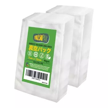 Вакуумный пакет FRESHPAK с тиснением 7x12 см 2x100 штук Нейлон с алмазной огранкой Длительная свежесть Хранение продуктов Размораживание в микроволновой печи Хранение в замороженном виде